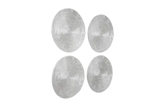 Ripple Wall Disk, Set Of 4, Resin, Large, Silver Leaf With Antiquing by PHILLIPS COLLECTION