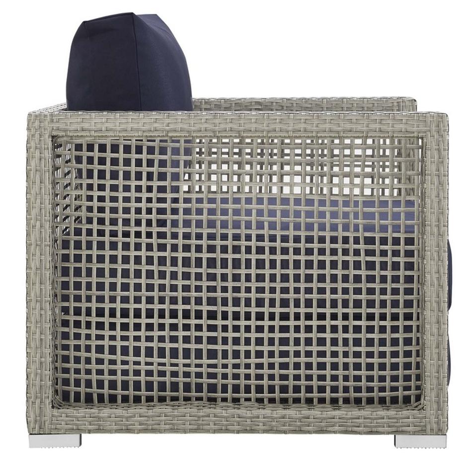 Harman Rattan Outdoor Patio Armchair In Gray Navy by Modway Furniture