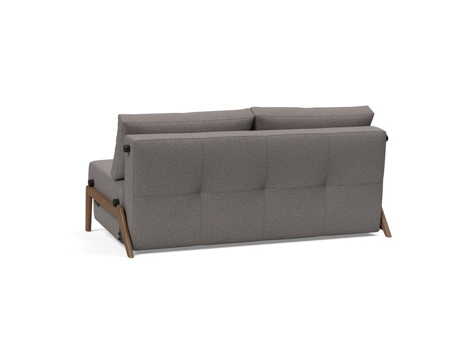 CUBED QUEEN SOFA BED in MIXED DANCE GREY FABRIC WITH Dark Wood LEGS 521 by INNOVATION USA