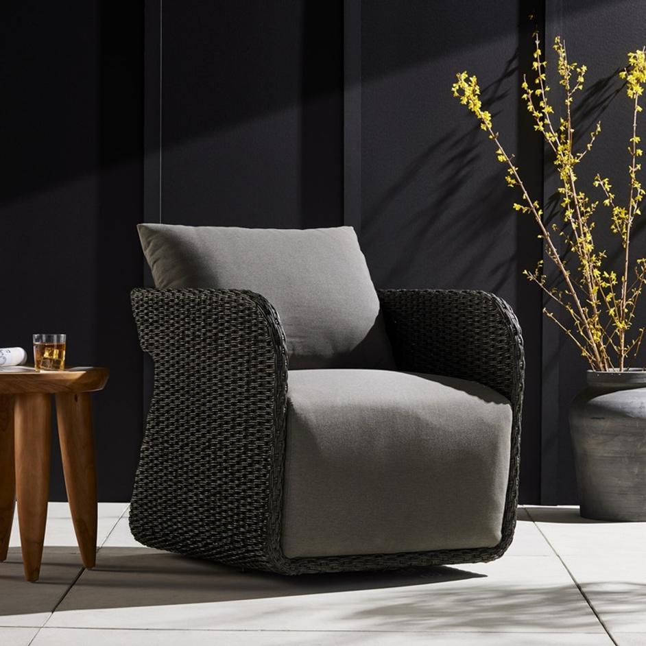 Geneva Outdr Swivel Chair - Venao Charcoal by Four Hands