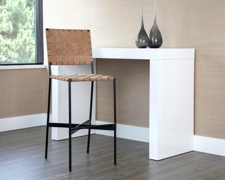 OMARI BARSTOOL - SUEDE LIGHT TAN LEATHER by Sunpan