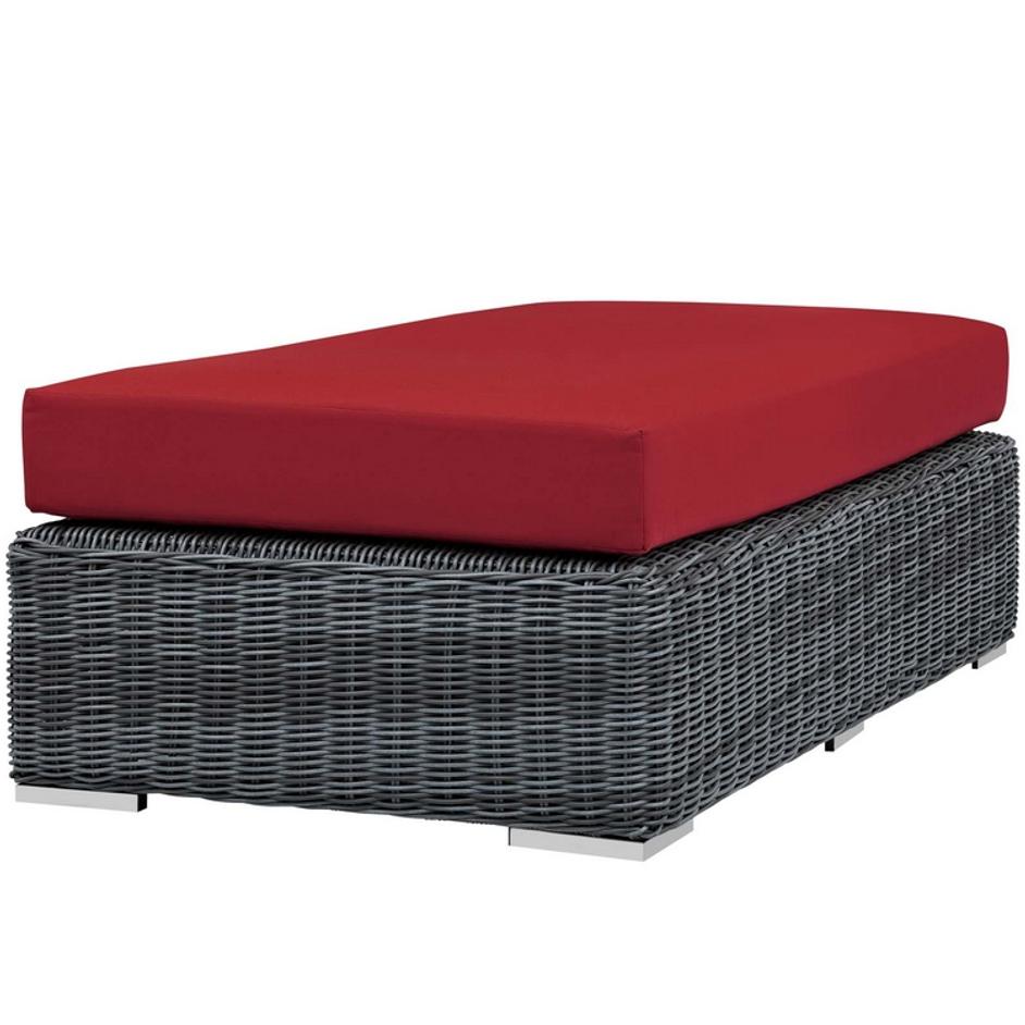 Kindle Outdoor Patio Sunbrella® Rectangle Ottoman In Canvas Red by Modway Furniture