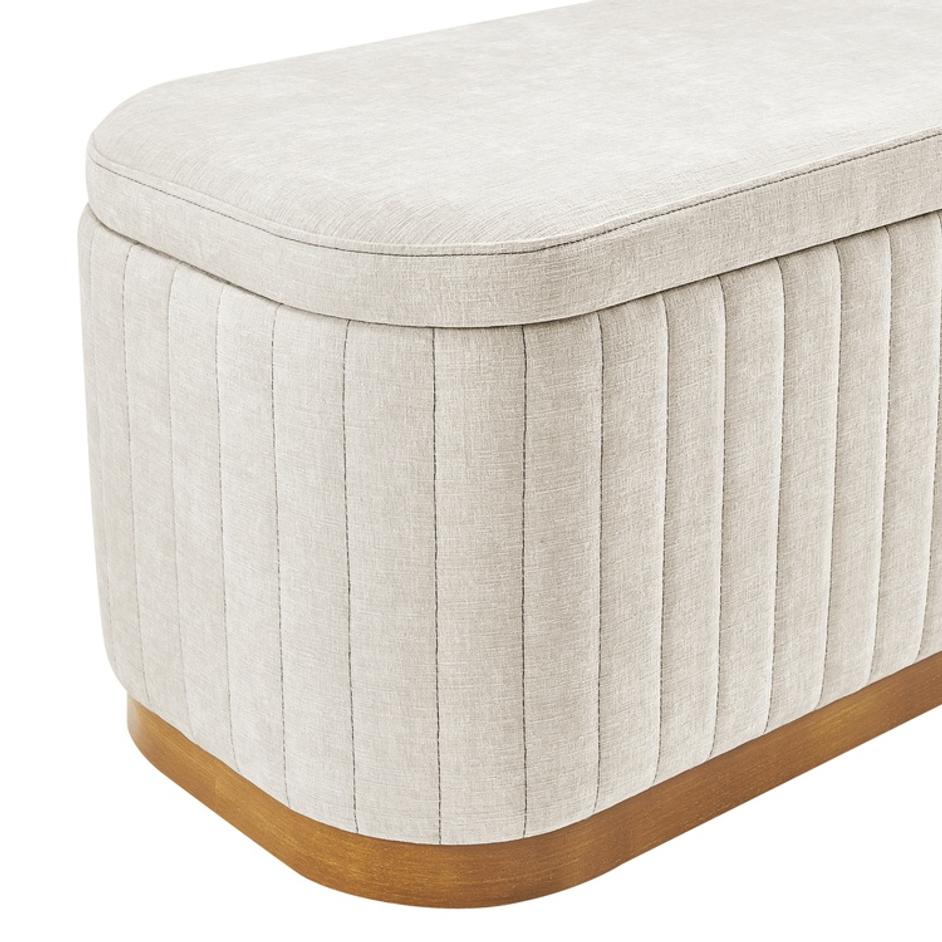Clinton Chenille Storage Bench, Seneca Beige  by New Pacific Direct