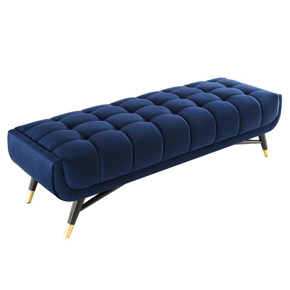 Scholar 60" Performance Velvet Bench In Midnight Blue by Modway Furniture