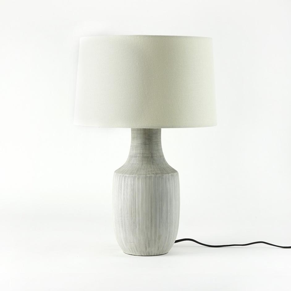 Ombak Table Lamp - Black & White Grid Porcelain Ceramic by Four Hands