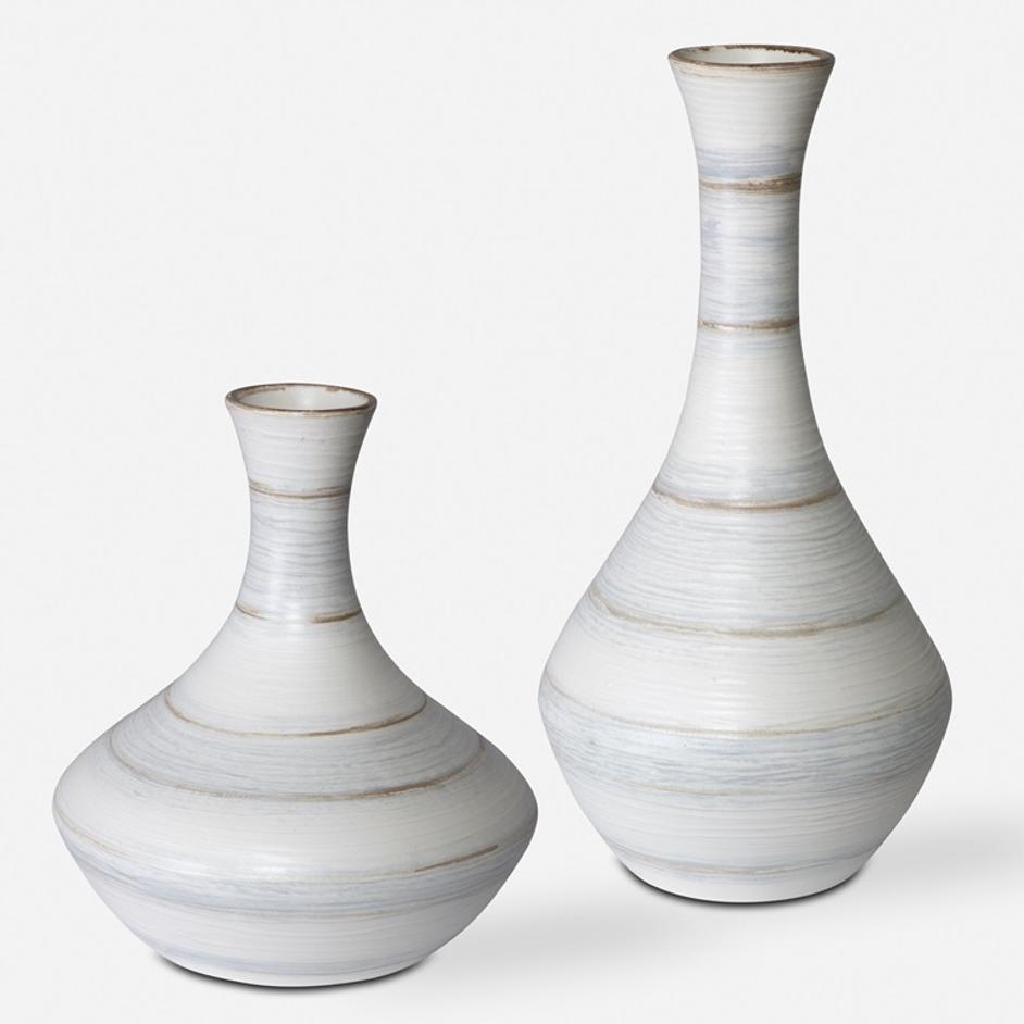 Potter Fluted Striped Vases, S/2 by Uttermost
