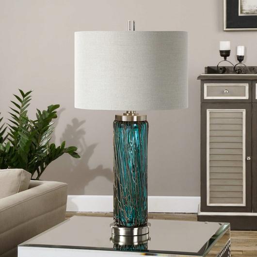 Almanzora Blue Glass Lamp by Uttermost