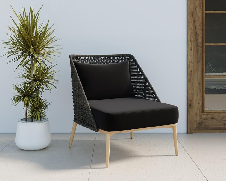 ANDRIA LOUNGE CHAIR - ARASHI BLACK by Sunpan