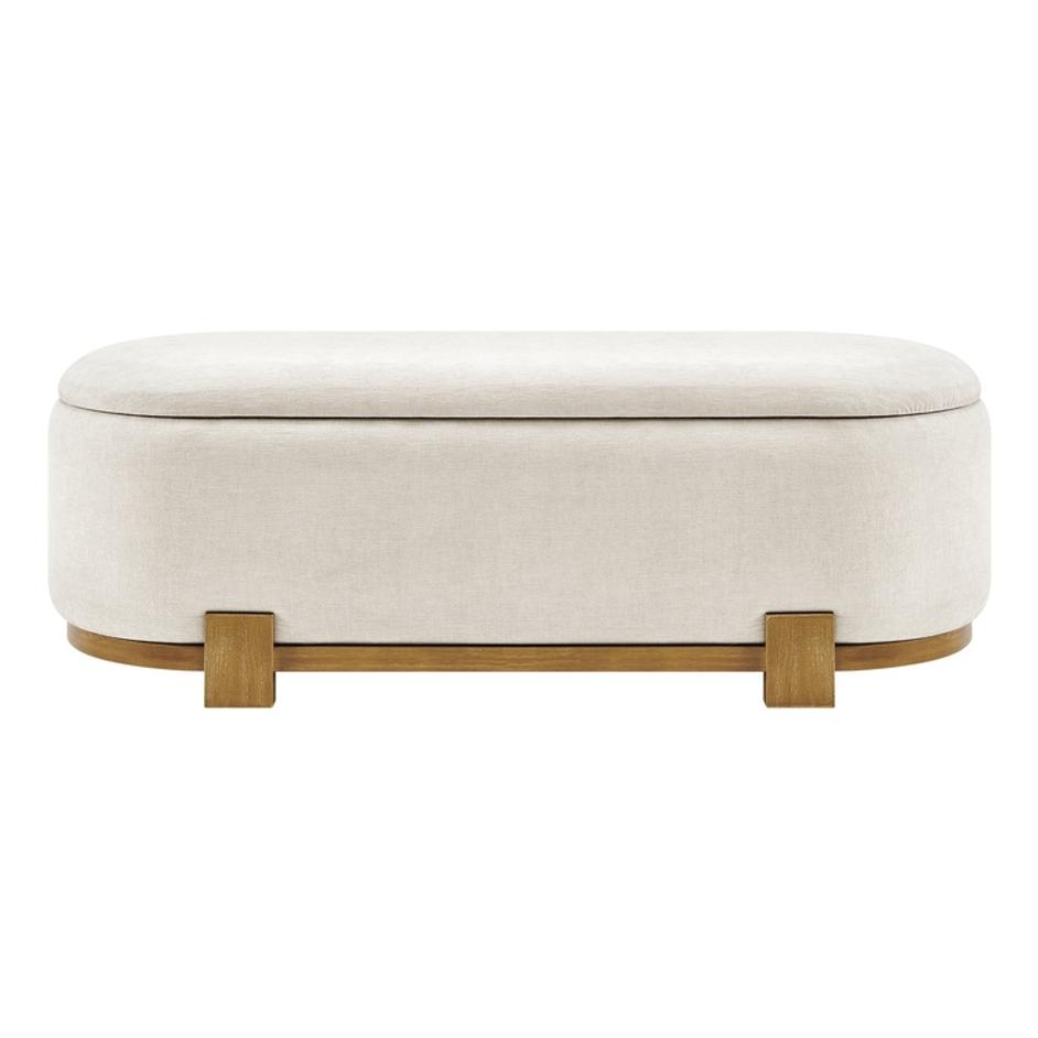 Ayleen Chenille Storage Bench, Seneca Beige  by New Pacific Direct