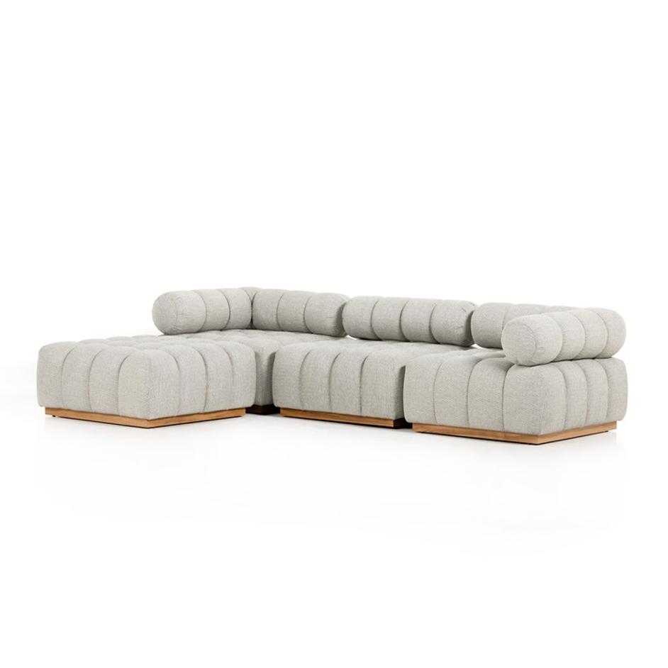 Roma Outdoor 3pc Sectional W/Ottoman In Ash by FOUR HANDS