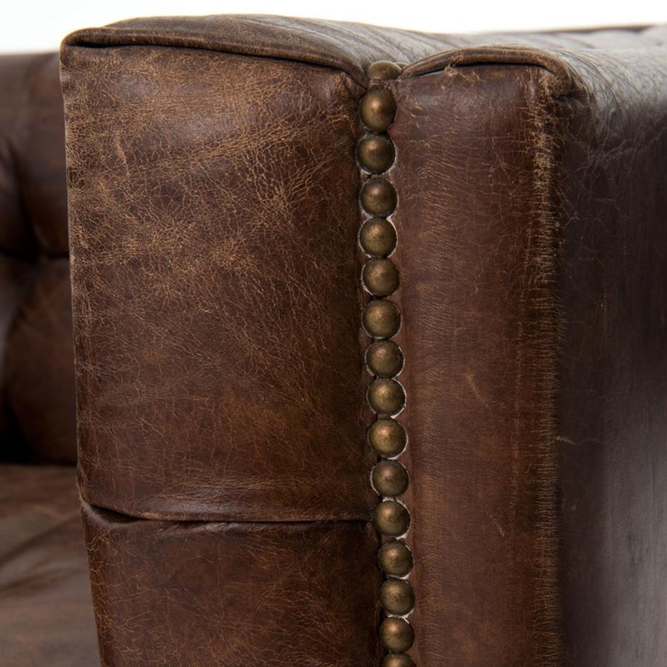 Miles Club Chair - Distressed Brown Leather by FOUR HANDS