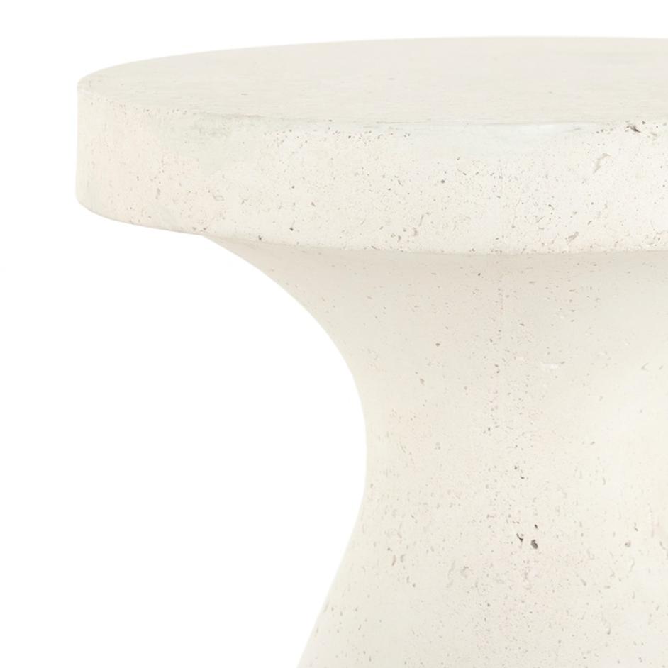 Koda Outdoor End Table In Textured White by FOUR HANDS