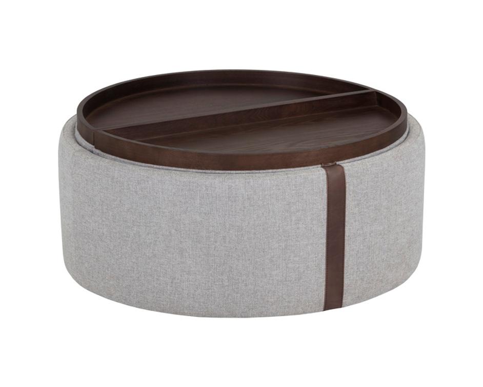 BORELLI WHEELED STORAGE OTTOMAN - BELFAST HEATHER GREY / AUTUMN CHESTNUT by Sunpan
