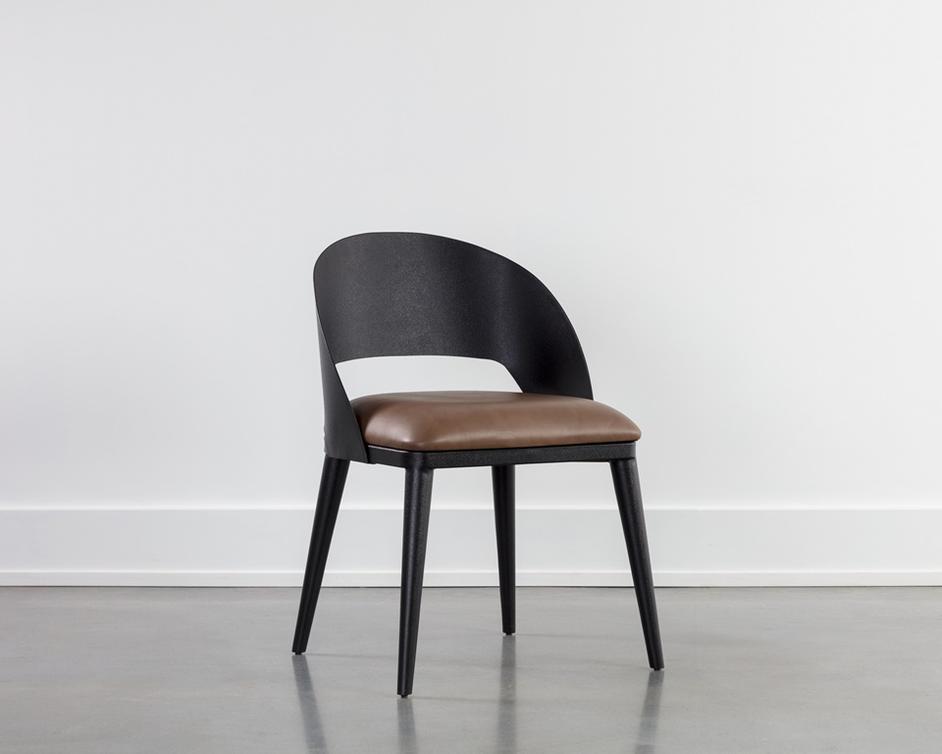 DEZIRAE DINING CHAIR - BLACK - COGNAC LEATHER by Sunpan