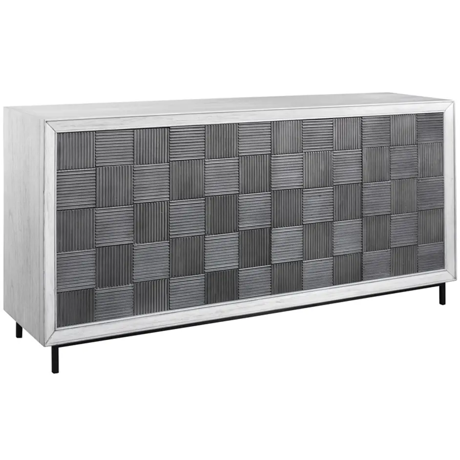 Checkerboard 4 Door Gray Cabinet by Uttermost