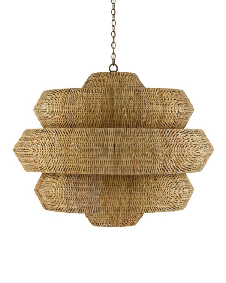 Antibes Grande Chandelier In Khaki & Natural by Currey & Company