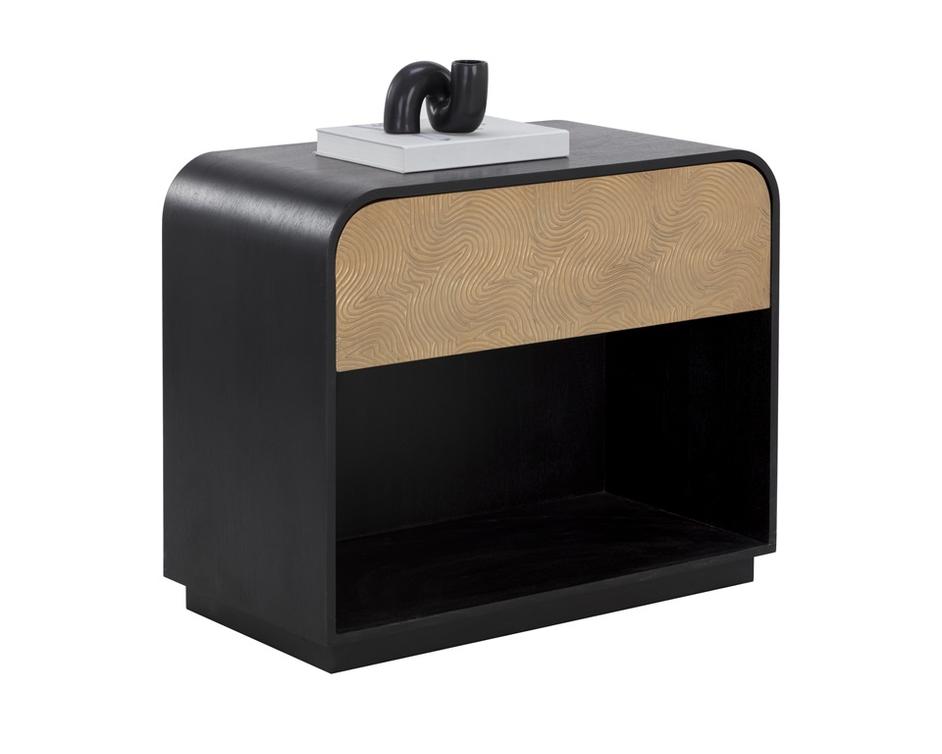 ALGARVE NIGHTSTAND - BLACK / CHAMPAGNE GOLD by Sunpan