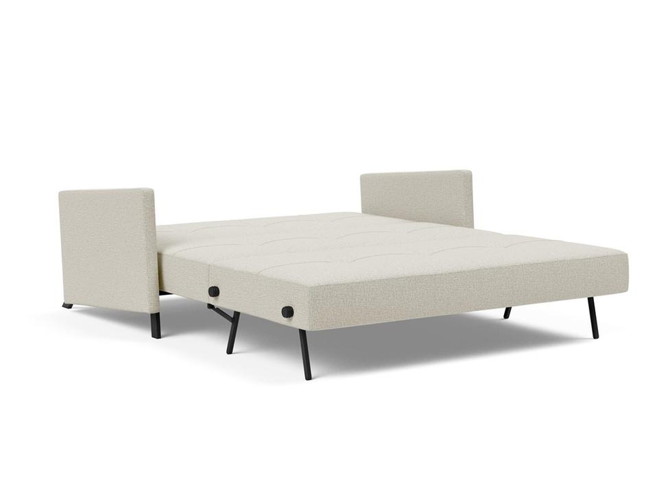 CUBED QUEEN SOFA BED in MIXED DANCE NATURAL FABRIC WITH Black Steel LEGS 527 by INNOVATION USA