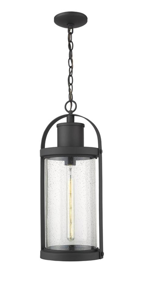 Roundhouse 1 Light Outdoor Chain Mount Ceiling Fixture in Black Finish by Z-Lite