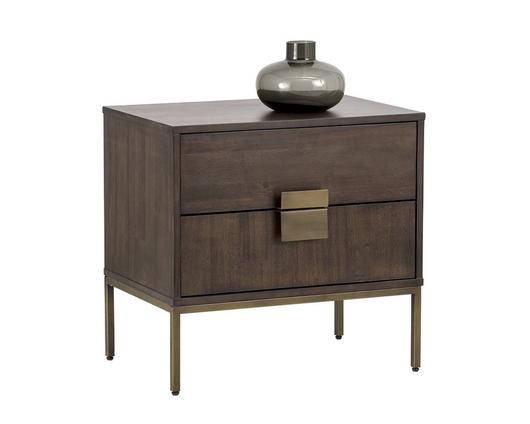 Jade Nightstand - Antique Brass - Dark Mango by Sunpan