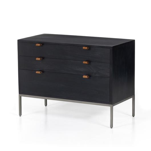 Trey Large Nightstand In Black Wash Poplar by FOUR HANDS