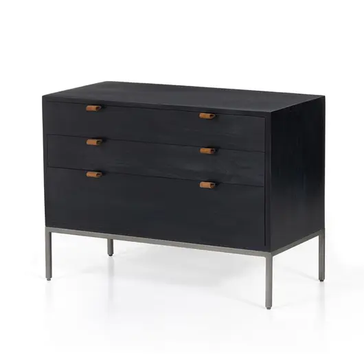 Trey Large Nightstand In Black Wash Poplar by FOUR HANDS