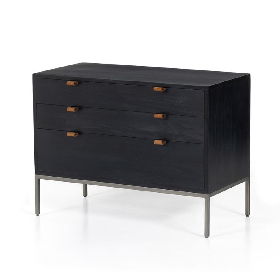 Trey Large Nightstand In Black Wash Poplar by FOUR HANDS