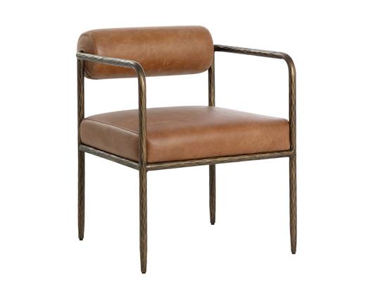 AJANI DINING ARMCHAIR - TAN LEATHER by Sunpan