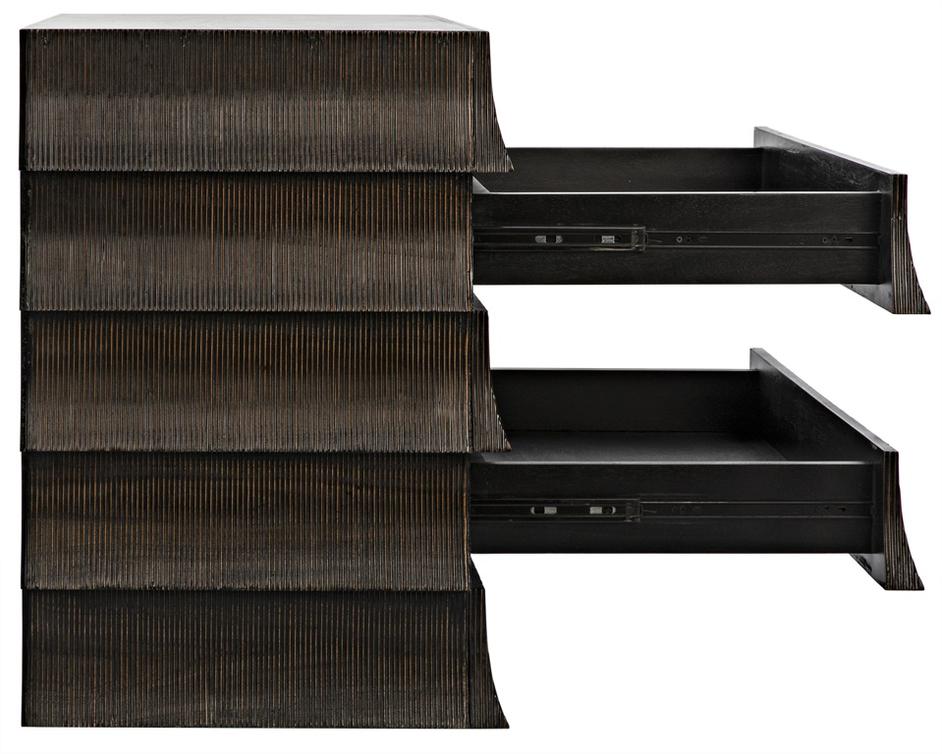 Ava Mahogany Dresser in Hand-Rubbed Black with Light Brown Highlights by Noir Furniture