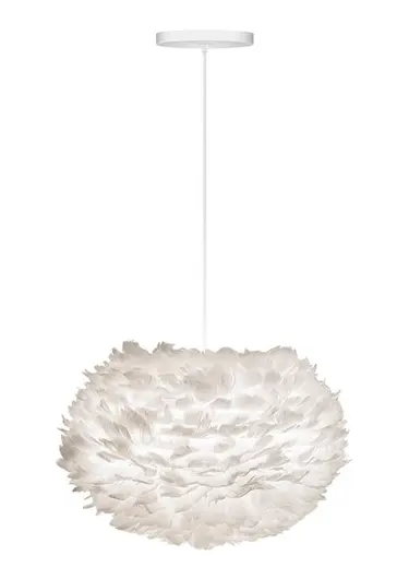 Eos Medium Hardwired Pendant in White with White Cord by UMAGE