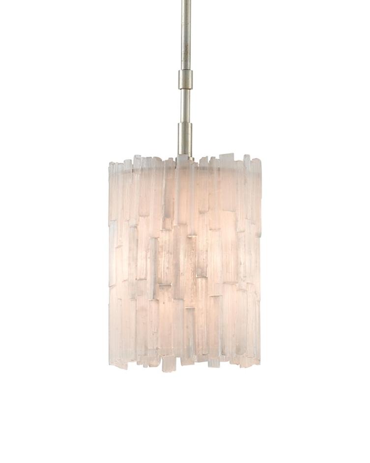 Moonstone Pendant In Natural & Chinois Silver Leaf by Currey & Company