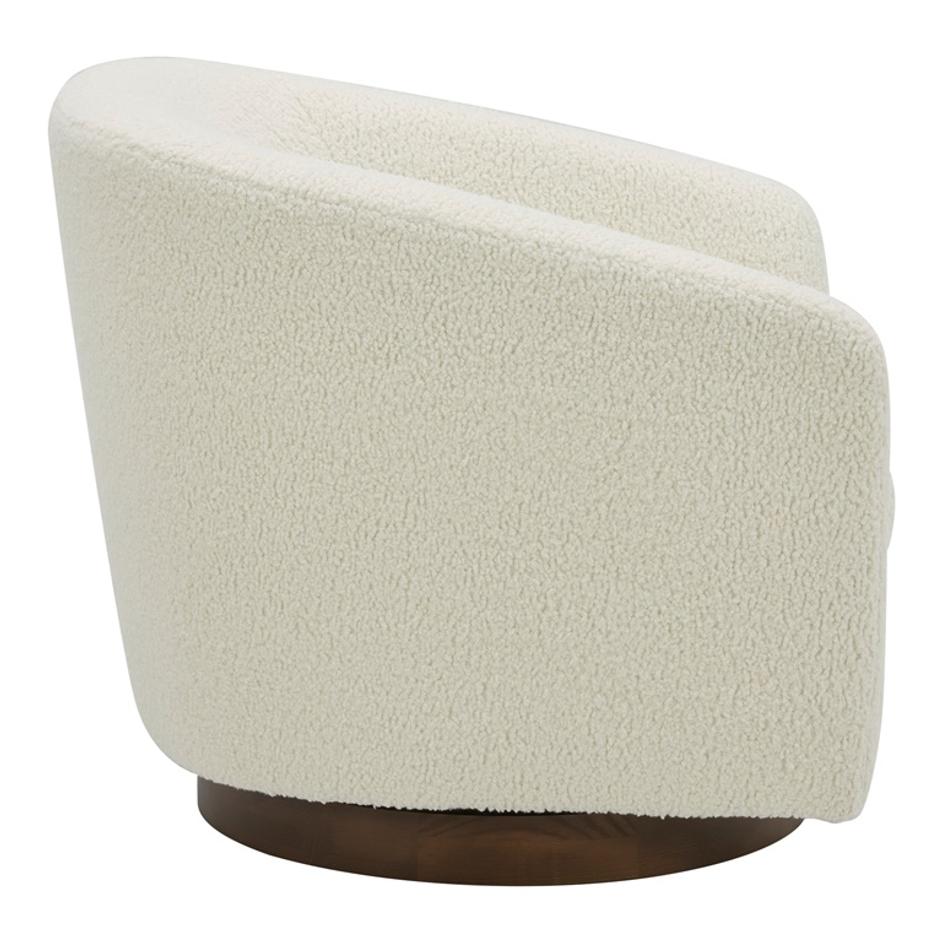 OSCY SWIVEL CHAIR VEGAN SHEARLING WHITE by Moes Home