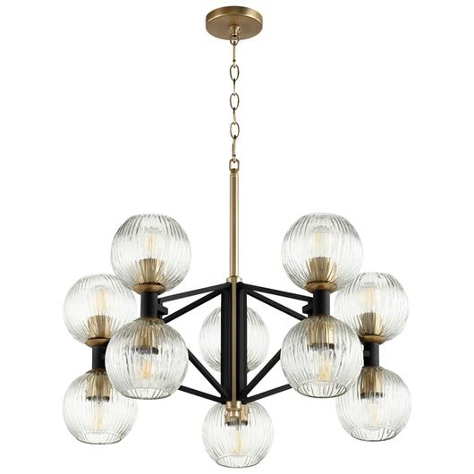 Helios Chandelier in Noir / Aged Brass by Cyan Design