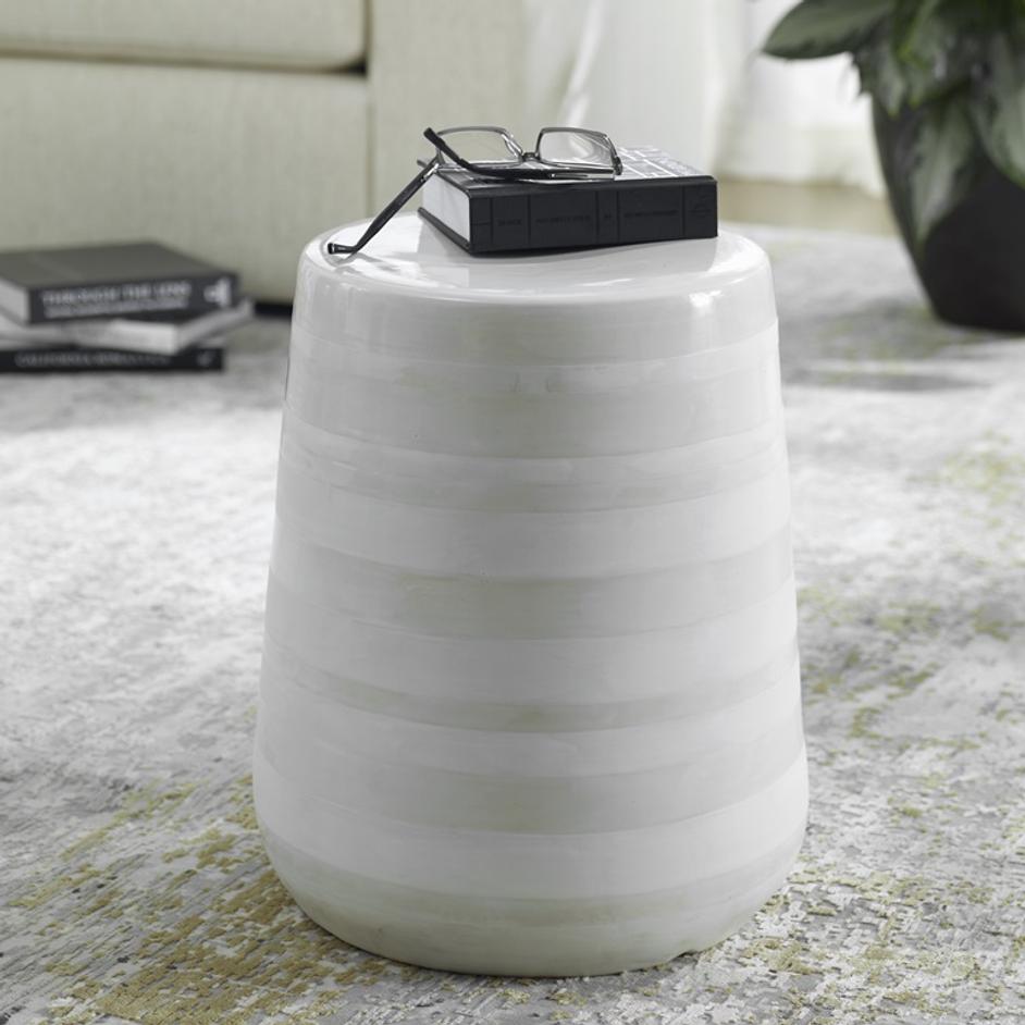 Desert Plains White Glaze Garden Stool by Uttermost