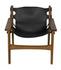 Nomo Teak Chair in Black Leather with Clear Coat Flat Finish by Noir Furniture