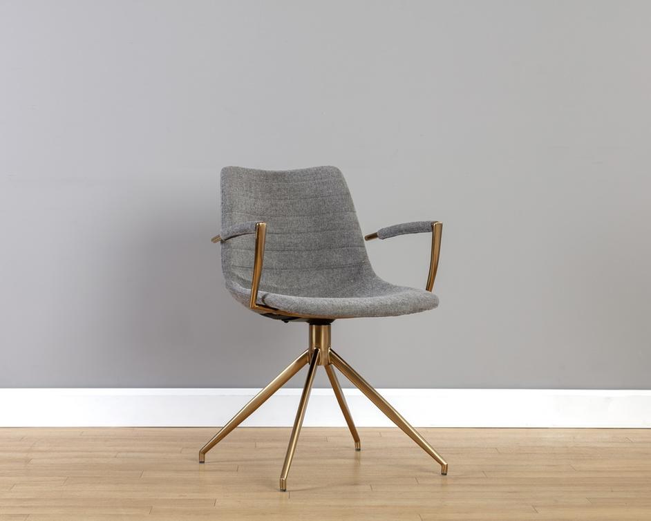 Andres Swivel Dining Armchair - Belfast Koala Grey by Sunpan