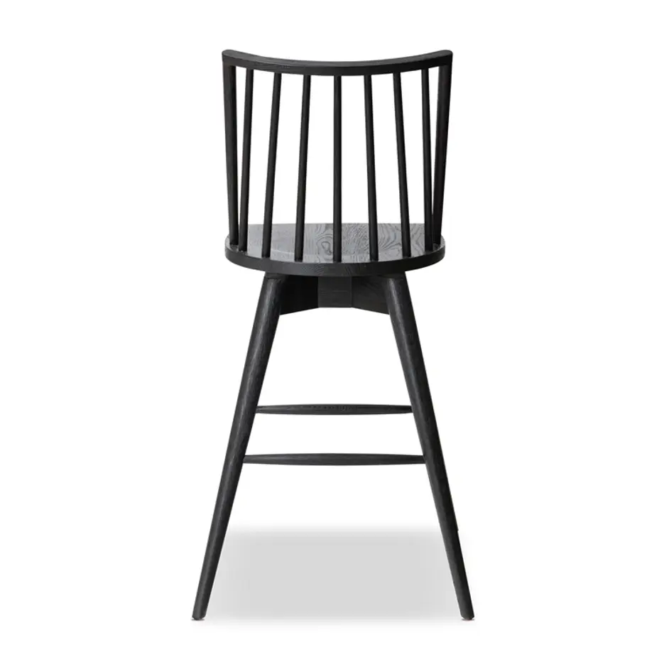 Lewis Swivel Bar Stool in Black Oak by FOUR HANDS