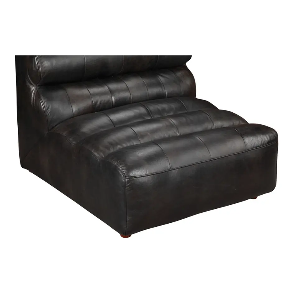 RAMSAY LEATHER ARMLESS CHAIR ANTIQUE BLACK by Moes Home