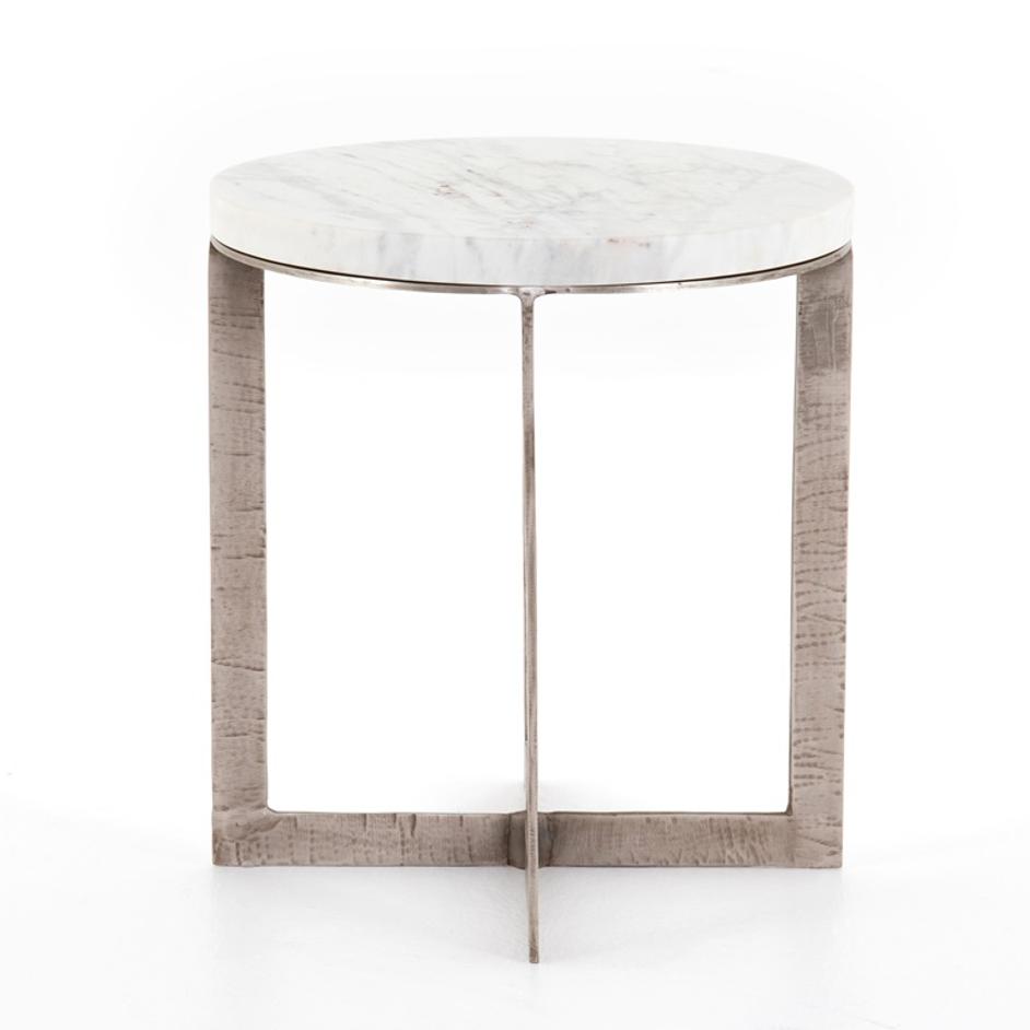Lennie Round Nightstand In Brushed Nickel by FOUR HANDS
