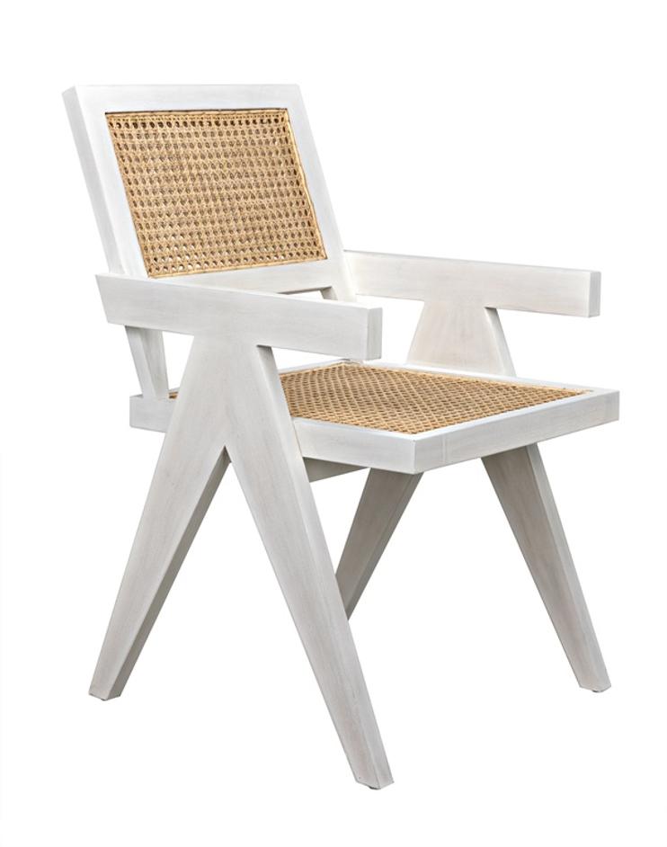 Jude Teak Chair with White Wash Finish and Caning by Noir Furniture