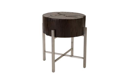 Black Wood Side Table, Stainless Steel X Cross Leg  by PHILLIPS COLLECTION