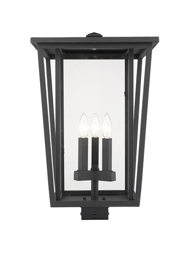 Seoul 3 Light Outdoor Post Mount Fixture in Black Finish by Z-Lite