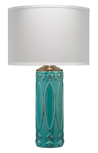 Tabitha Ceramic Table Lamp with Linen Shade, Turquoise by Jamie Young