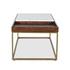 Serene 45" White Marble Coffee Table, Walnut by Home Trends & Design