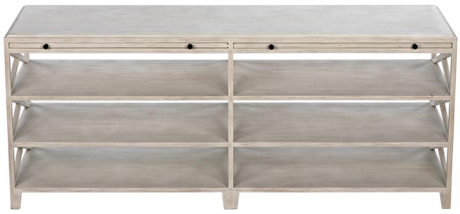 Sutton Mahogany and Veneer Console in White Wash with Brass Pulls by Noir Furniture