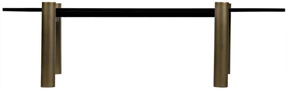 Tabu Ebony Walnut Coffee Table with Antique Brass-Finished Legs by Noir Furniture