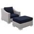 Rosie Sunbrella® Outdoor Patio Wicker Rattan 2-Piece Armchair And Ottoman Set In Light Gray Navy by Modway Furniture