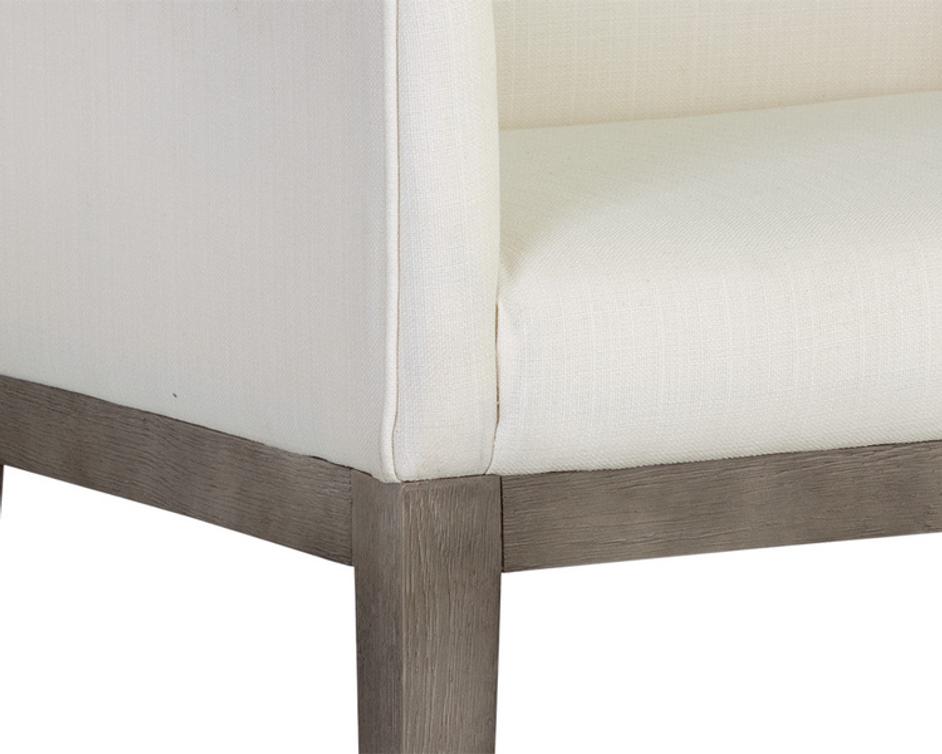 MALIK DINING ARMCHAIR - ASH GREY - LINOSO IVORY by Sunpan