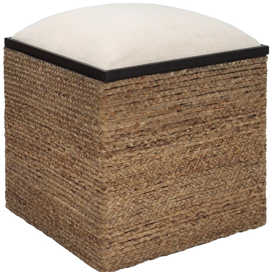 Island Square Straw Accent Stool by Uttermost