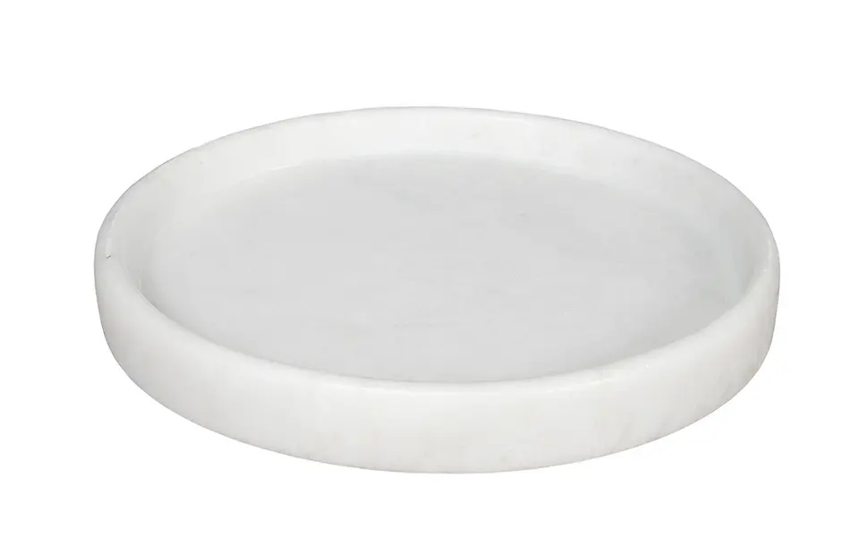 Bianco Crown Marble 16" Round Serving Tray by Noir Furniture